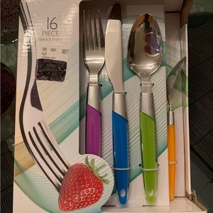 NWT Tomodachi colorful set of 16 stainless steel Utensils